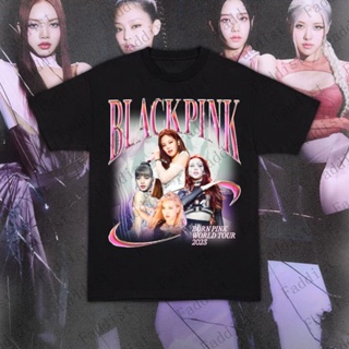 เสื้อยืดแขนสั้นลําลอง คอกลม ผ้าฝ้าย พิมพ์ลาย Kim Jisoo LISA Rosé Jennie KPOP BLACKPINK สําหรับผู้ชาย และผู้หญิง 2023