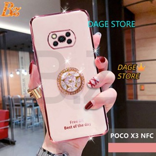 สําหรับ Xiaomi POCO X3 NFC / X3 Pro เคสโทรศัพท์ ชุบไฟฟ้า วิบวับ คริสตัล ที่ยึด เคส TPU นิ่ม ฝาหลัง