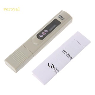 Weroyal TDS-3 เมตร 0-9990 ppm เครื่องทดสอบความบริสุทธิ์น้ํา ดิจิทัล LCD แบบมือถือ