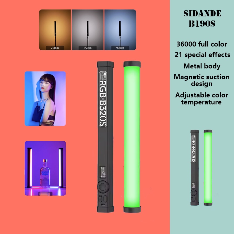 Sidande แท่งไฟ RGB เติมแสง แบบมือถือ สําหรับกล้อง SLR