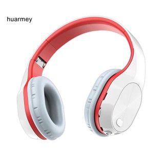 Huarmey T5 ชุดหูฟังสเตอริโอไร้สาย บลูทูธ 5.0 การ์ด TF พับได้ สําหรับเล่นกีฬา