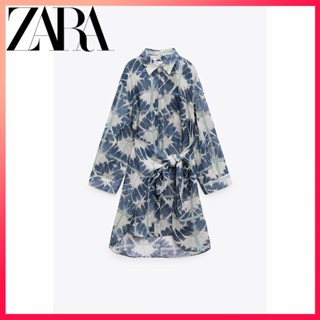 Zara ใหม่ ชุดเดรส ผูกปม ramie สําหรับผู้หญิง