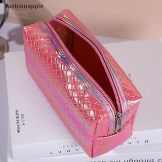 [fashionapple] กระเป๋าเครื่องสําอาง หนัง Pu กันน้ํา สีเลเซอร์ สําหรับผู้หญิง พร้อมส่ง