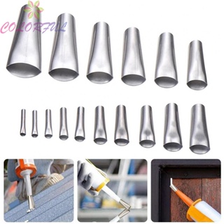 【COLORFUL】Construction Tools 16pcs Durable Silver Stainless Steel Caulking Nozzle