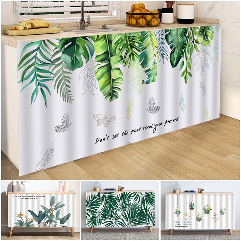 แนะนำ ผ้าม่าน ผ้าม่าน ป้องกันฝุ่น มีกาวในตัว ลายใบไม้สีเขียว สําหรับตกแต่งบ้าน ห้องครัว ราคาพิเศษ มีเก็บเงินปลายทาง