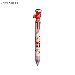 Unewking ใหม่ ปากกาลูกลื่นเจล ลายการ์ตูนซานตาคลอส 6 สี สุ่มสี