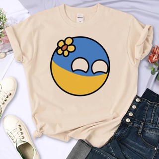 เสื้อยืด พิมพ์ลายธงชาติยูเครน ตลก สําหรับผู้หญิง 2000s