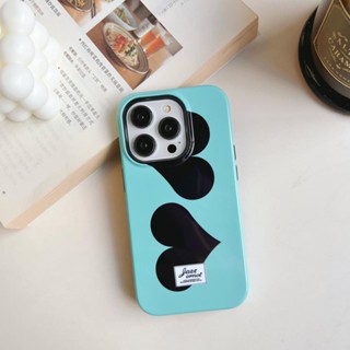 เคสโทรศัพท์มือถือแบบแข็ง ลายหัวใจ สีเขียว สําหรับ iPhone 11 12 12Pro 12ProMax 13 13Pro 13ProMax 14 14Pro 14ProMax