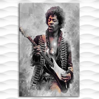 โปสเตอร์ ภาพวาดผ้าใบ รูปนักร้อง Jimi Hendri Singer สไตล์คลาสสิก สําหรับตกแต่งบ้าน