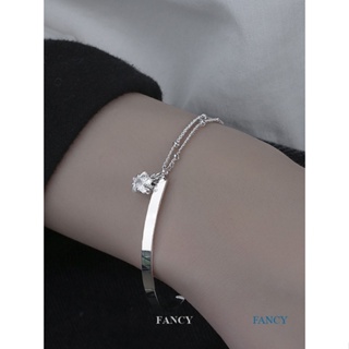 Fancy สร้อยข้อมือเงิน 925 จี้รูปดาวห้าแฉก ประดับเพทาย เครื่องประดับ สําหรับผู้หญิง