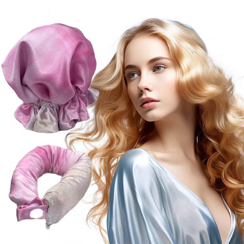 เครื่องม้วนผม ดัดผม ไร้ความร้อน พร้อมผ้าคลุมผม เป็นมิตรกับการนอนหลับ