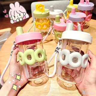 500ml ถ้วยน้ำฟางความจุขนาดใหญ่ Pc ขวดน้ำ Bpa ฟรีน่ารักสาวถ้วยน้ำใสแบบพกพาคู่แก้วกาแฟดื่ม M