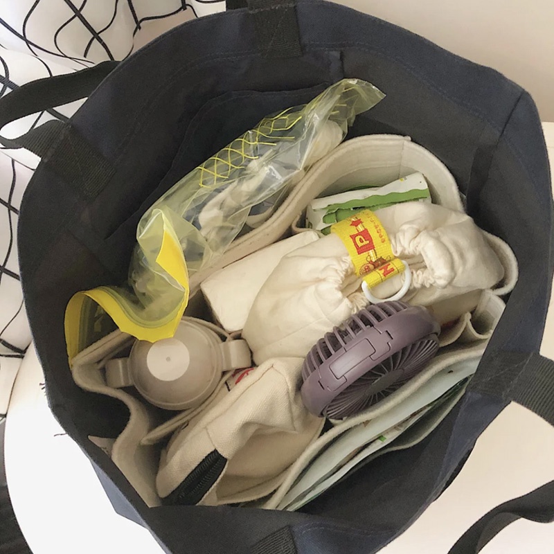 Muji กระเป๋าถือ กระเป๋าสะพายไหล่ ผ้าแคนวาส ทรงโท้ท กันน้ํา จุของได้เยอะ สีพื้น แฟชั่นญี่ปุ่น สําหรับผู้หญิง และผู้ชาย - รูปที่ 3