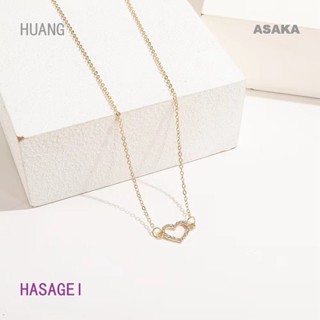 Hasagei สร้อยคอโซ่โอปอล จี้รูปหัวใจ อินเทรนด์ แวววาว สําหรับผู้หญิง