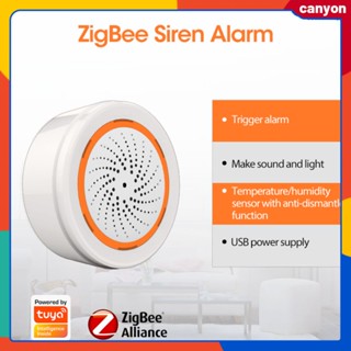 Neo Tuya Smart Siren Alarm เซ็นเซอร์วัดอุณหภูมิความชื้นในตัวพร้อมฟังก์ชั่นป้องกันการแยกส่วนเซ็นเซอร์เสียงและแสงแอพสมาร์ทโฟนหุบเขาลึกควบคุมระยะไกล