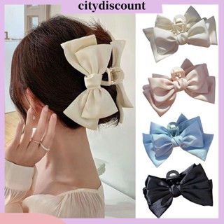 &lt;citydiscount&gt;  กิ๊บติดผม แบบยืดหยุ่น กันลื่น ประดับโบว์ ขนาดใหญ่ สีพื้น สไตล์เจ้าหญิง เหมาะกับฤดูใบไม้ผลิ สําหรับผู้หญิง