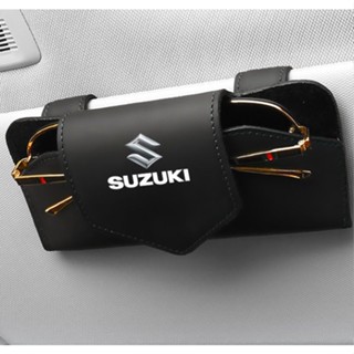 SUZUKI LOGO car sun visor hollow design glasses clip swift sport JIMNY Ignis Grand Vitara Kizashi interior modified sunglasses business card leather material multifunctional storage box