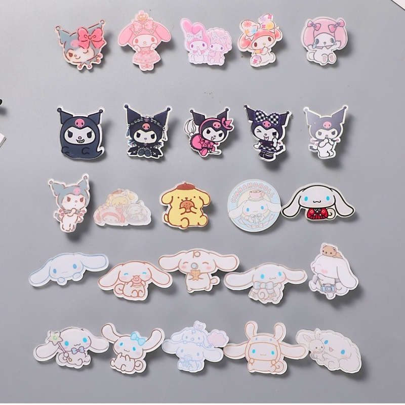 เข็มกลัดอะคริลิค รูปการ์ตูน Sanrio My Melody Cinnamoroll Kuromi ยอดนิยม สไตล์ญี่ปุ่น และเกาหลี สําหรับตกแต่งเสื้อผ้าเด็กผู้ชาย และเด็กผู้หญิง