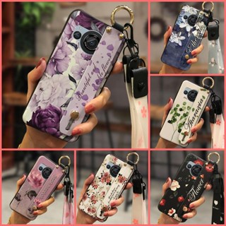 Durable Kickstand Phone Case For Sharp Aquos R8/SH-52D Anti-dust Dirt-resistant Silicone Back Cover Wrist Strap Waterproof