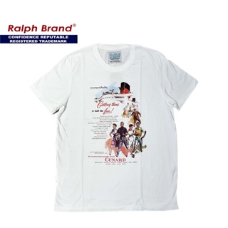 เสื้อยืดแขนสั้นคอกลมRalph Brand Classic เสื้อยืดผู้ชาย ผ้าCotton100% ฟอก ลาย CunardCotton 100%  [S-5XL]