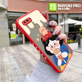 เคสโทรศัพท์มือถือแบบแข็ง ใส กันกระแทก ลายการ์ตูนเด็กผู้หญิงชานม สําหรับ OPPO A12 A12s A5s A7 A11K