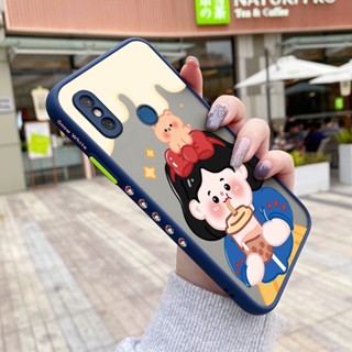 เคสโทรศัพท์มือถือแบบแข็ง ใส บาง กันกระแทก ลายการ์ตูนชานมไข่มุก สําหรับ Xiaomi Redmi 8 8A 8A Pro