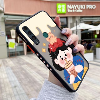 สําหรับ Huawei Y8P P Smart S เคส การ์ตูน ชานม เด็กผู้หญิง รูปแบบ บาง ขอบสี่เหลี่ยม ดีไซน์ใหม่ กันกระแทก ฝ้า ใส เคสโทรศัพท์แข็ง