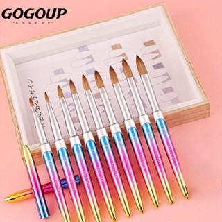 Gogoup แปรงแต่งเล็บ เครื่องมือทําเล็บ DIY บ้าน ร้านเสริมสวย #2-18 แปรงทาเล็บมืออาชีพ พร้อมฝาปิด สีรุ้ง