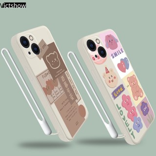 เคสโทรศัพท์มือถือแบบนิ่ม TPU ลายหมียิ้มน่ารัก พร้อมสายคล้อง สําหรับ VIVO Y21S Y20S Y12i Y12S Y12 Y16 Y20 Y15S Y91C Y21 2021 Y21A Y21T Y30 Y01 Y91 Y30i Y93 Y95 Y15 Y17 Y50 Y53S Y51 2020 Y51A Y33T Y10 Y33S Y1S Y11 Y31 Y20i Y91i Y90 Y51S Y12A Y33 Y53