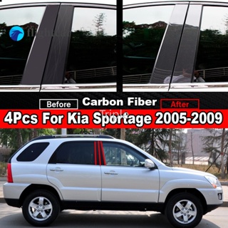 Flightcar สติกเกอร์คาร์บอนไฟเบอร์ ติดเสาประตู หน้าต่างรถยนต์ สําหรับ Kia Sportage 2005-2009 4 ชิ้น