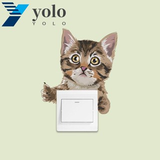 Yolo สติกเกอร์ ลายการ์ตูนแมวน่ารัก 3D สําหรับติดตกแต่งพื้นหลังโซฟา DIY