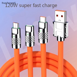 [hushcorgi] 3in1 สายเคเบิล Micro USB Type C 6A 120W สําหรับ Lighg USB A เป็น Type-C 8-pin