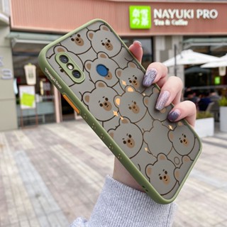 สําหรับ Xiaomi 8 9 5X A1 เคสการ์ตูนหมีน่ารัก บาง ด้าน สี่เหลี่ยม ขอบ ดีไซน์ใหม่ กันกระแทก ฝ้า ใส เคสโทรศัพท์แข็ง