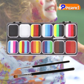 [Perfk1] พาเลทวาดภาพระบายสีร่างกาย พร้อมแปรง 12 สี สําหรับงานปาร์ตี้ คอสเพลย์