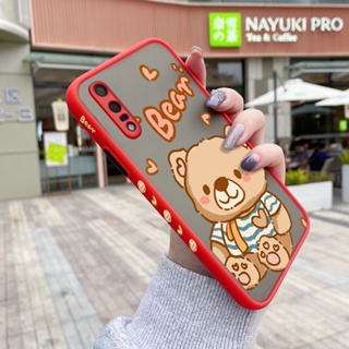 เคสโทรศัพท์มือถือ ซิลิโคนแข็ง ขอบสี่เหลี่ยม กันกระแทก ลายการ์ตูนหมีน่ารัก สําหรับ Huawei P20 P20 Pro