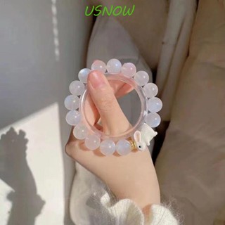 Usnow สร้อยข้อมือ ประดับลูกปัด หินมูนสโตนเทียม กระต่าย ของขวัญ แฟชั่นสําหรับผู้หญิง