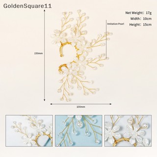 Goldensquare ต่างหูคริสตัล รูปดอกไม้ ประดับไข่มุก แฮนด์เมด แวววาว สไตล์พังก์ เครื่องประดับแฟชั่นสตรี