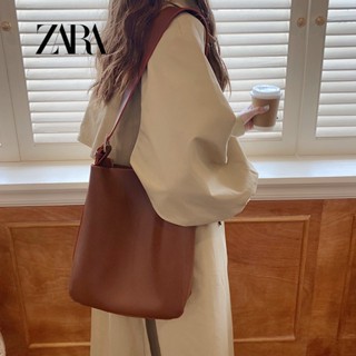 Zara กระเป๋าสะพายไหล่ สะพายข้าง ทรงบักเก็ต ลําลอง ความจุขนาดใหญ่ สไตล์เรโทร สําหรับผู้หญิง