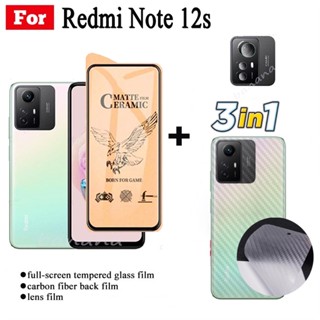 3in1 กระจกนิรภัยเซรามิก ป้องกันเลนส์กล้อง สําหรับ Redmi Note 12S Redmi 12C 12 Note 12 4G 5G Note 12 Pro