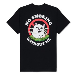 พร้อมส่ง เสื้อยืดแขนสั้น ผ้าฝ้ายแท้ พิมพ์ลายแมว RIPNDIP NO SMOKING TEE แฟชั่นคู่รัก