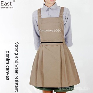 Canvas college style apron studio uniform milk tea shop nail shop printed custom logo antifouling kitchen flower shop RXHX