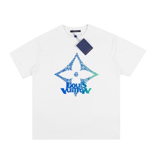 Lv-เสื้อยืดคอกลม แขนสั้น พิมพ์ลายโลโก้ตัวอักษร คลาสสิก แฟชั่นใหม่ล่าสุด สําหรับทุกเพศ Jdtg