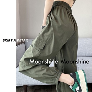 Moon  กางเกงขายาว คาร์โก้ กางเกง เชือกอเมริกันคลาสิค Cargo pants 2023 NEW 072172 Stylish Chic ทันสมัย ทันสมัย A90M04D 36Z230909