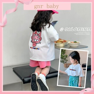 🍓GNR BABY🫐เสื้อยืดแขนสั้น ผ้าฝ้าย พิมพ์ลาย สไตล์เกาหลี สําหรับเด็กผู้หญิง อายุ 3-12 ปี