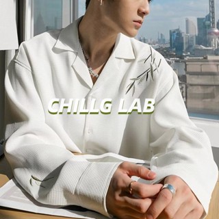 CHILLG LAB ท็อปส์ซูผู้ชาย, เสื้อผ้าลำลอง, มาตรฐานตะวันตก, เยาวชน, ​​แฟชั่น, ปกบาก, แขนยาวสปริง