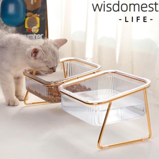 WISDOMEST ชามให้อาหารสัตว์เลี้ยง แบบอะคริลิคใส กันลื่น ที่ทนทาน สําหรับแมว