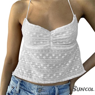 Suncol- เสื้อกล้ามแขนกุด เปิดหลัง ลายดอกไม้ เหมาะกับฤดูร้อน สําหรับผู้หญิง ใส่ไปคลับ ปาร์ตี้