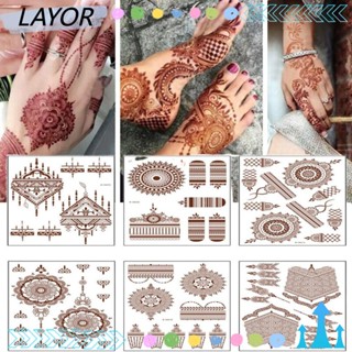 LAY สติกเกอร์รอยสักชั่วคราว ลาย Henna MANDALA สไตล์อินเดีย คลาสสิก สีแดง สําหรับติดตกแต่งร่างกาย