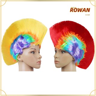 Rowans วิกผม สีรุ้ง สีแดง และสีเหลือง สไตล์พังก์ ฮาโลวีน สําหรับผู้หญิง และผู้ชาย