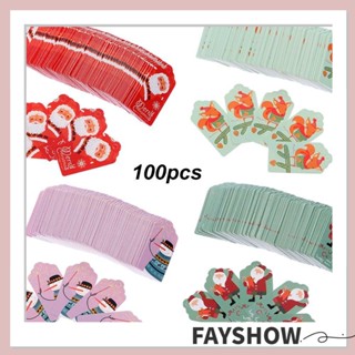 Fay ป้ายแท็กกระดาษคราฟท์ ลายคริสต์มาส สําหรับห่อของขวัญ DIY 100 ชิ้น